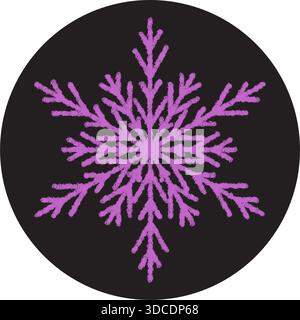 Round Purple Snow Flake Sticker Ornament Stock Vector