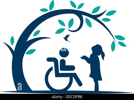 Disability Care Tree Family Icon Logo Template Modern Design Vector Stock Vector