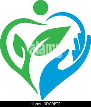 Eco Hand Plant Care Logo Template Nature Design Modern Icon Vector Stock Vector