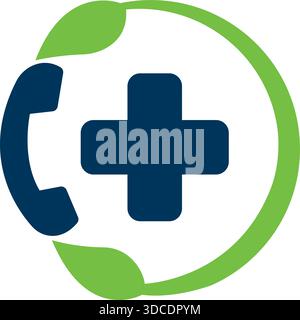 Phone Call Cross Healthcare Template Icon Medical Design Vector Modern Stock Vector