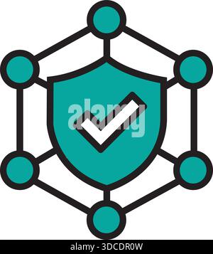 Shield Network Security Icon Template Technology Logo Vector Design Modern Stock Vector