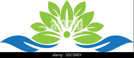 Lotus Flower Water Waves Eco Nature Template Icon Vector Design Stock Vector