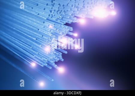 Optical fibre, blue lights abstract background Stock Photo