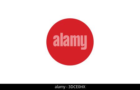 Iconic flag of Japan, known as Hinomaru, featuring a prominent red sun disc against a pure white field Stock Vector