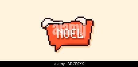 Noel pixel art speech bubble with snow piles. Stock Vector