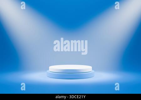 Blue background. Product showcase spotlight background Stock Photo - Alamy