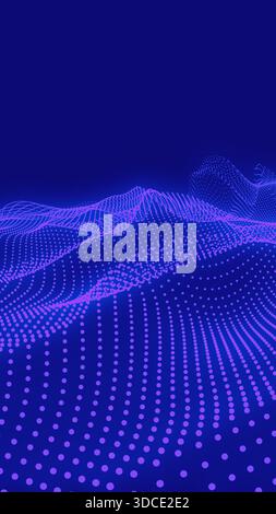 Data visualization creating abstract grid points in a technological wave pattern, representing digital information flow Stock Photo