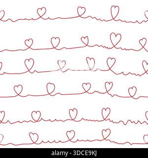 Cute red hearts, seamless pattern. Vector illustration. Valentine's hearts isolated on a white background. Suitable for printing on textiles, scrapboo Stock Vector