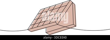 Minimalist line art of a folded chessboard in warm brown tones, abstract modern design for strategy lovers Stock Vector