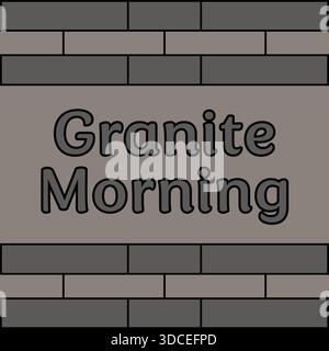 Dark slab graphic with stacked brick pattern and rounded headline suggesting stone and masonry. Stock Vector