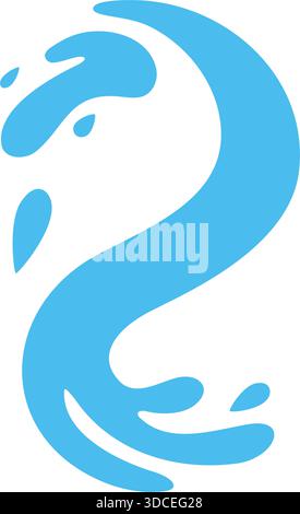 Curved blue water splash swirl. Vector liquid wave drop design isolated on white background. Great for abstract for decoration, logos and creative Stock Vector