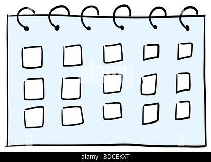 Hand drawn calendar planner icon with spiral binding doodle sketch style vector illustration Stock Vector
