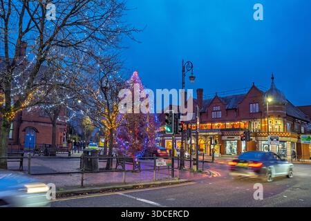 Stockton Heath Christmas street lights. Stock Photo