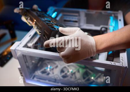 Installing a High Performance GPU in a Custom PC Build A Comprehensive Guide for Enthusiasts Stock Photo