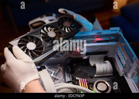 Installing a High Performance GPU in a Custom PC Build A Comprehensive Guide for Enthusiasts Stock Photo
