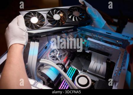 Installing a High Performance GPU in a Custom PC Build A Comprehensive Guide for Enthusiasts Stock Photo