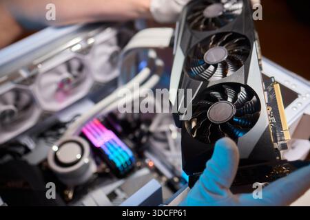 Installing a High Performance GPU in a Custom PC Build A Comprehensive Guide for Enthusiasts Stock Photo
