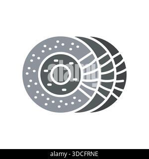 brake disc black line icon. Vector isolated element.Editable stroke Stock Vector