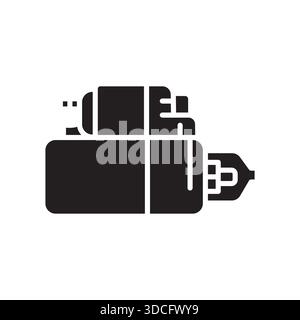 starter black line icon. Vector isolated element.Editable stroke Stock Vector