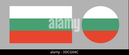Bulgaria flag badges. Set of round, rectangular icons of Bulgarian flag.  Stock Vector