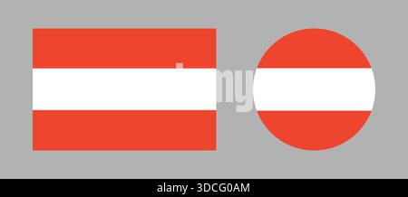 Flag of Austria. Set of National Austria rectangle, circle flags. Stock Vector