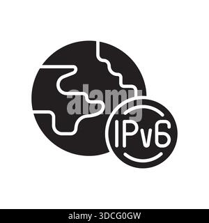 ipv6 deployment black line icon. Vector isolated element.Editable stroke Stock Vector