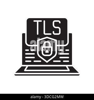 tsl certificate black line icon. Vector isolated element.Editable stroke Stock Vector