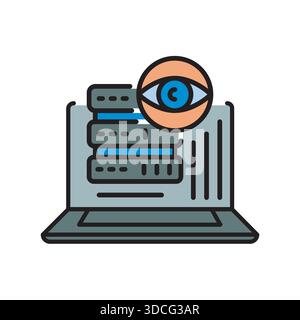monitoring stack black line icon. Vector isolated element.Editable stroke Stock Vector