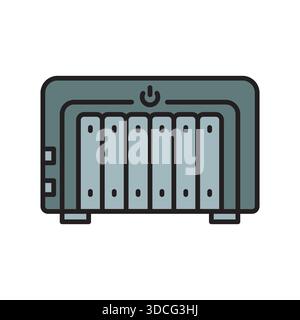 nas storage black line icon. Vector isolated element.Editable stroke Stock Vector