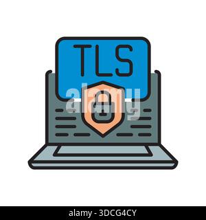 tsl certificate black line icon. Vector isolated element.Editable stroke Stock Vector