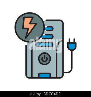 ups backup black line icon. Vector isolated element.Editable stroke Stock Vector