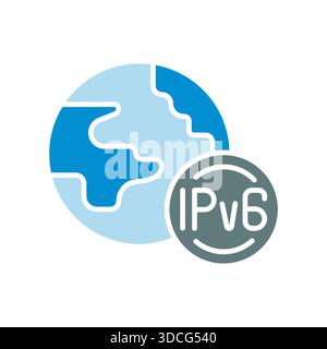 ipv6 deployment black line icon. Vector isolated element.Editable stroke Stock Vector