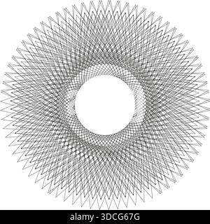 Spiral geometry centered around a compact dense circular core structure. Stock Vector