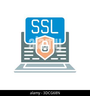 ssl certificate black line icon. Vector isolated element.Editable stroke Stock Vector