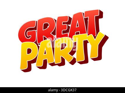 Colorful text graphic featuring the words Great Party in bold, playful font Stock Vector