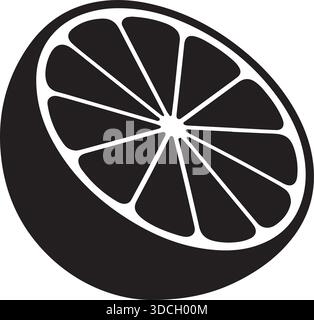 Half citrus fruit Silhouette vector illustration of lemon or orange slice design Stock Vector