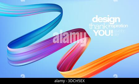 Bright ribbon curves weave across a blue gradient, conveying energy and modern design Stock Vector