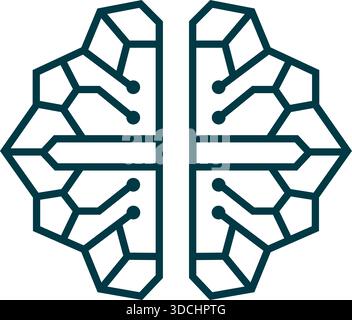 Brain Circuit Artificial Intelligence Technology Icon Modern Vector Logo Design Template Stock Vector