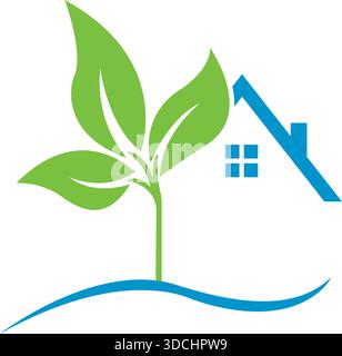 House Plant Leaf Growth Real Estate Icon Vector Modern Logo Design Template Stock Vector