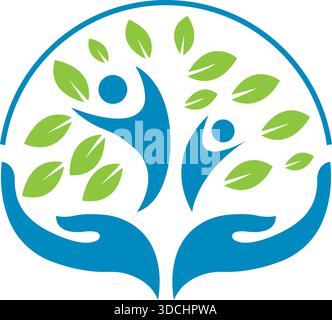 Hand up human people Circle Leaf Eco Nature Growth Icon Modern Vector Logo Design Template Stock Vector