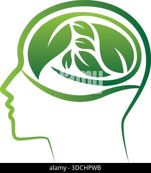 Human Head Brain Tree Nature Icon Modern Eco Vector Logo Design Template Stock Vector