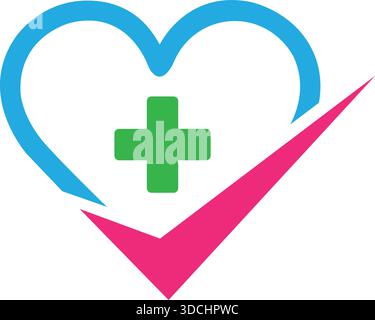 Heart Cross Medical Check Healthcare Icon Vector Modern Logo Design Template Stock Vector
