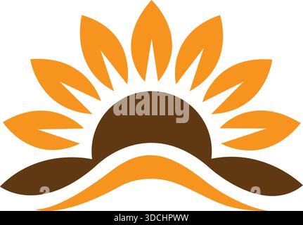Sunrise Mountain Nature Icon Logo Template Modern Vector Creative Design Stock Vector