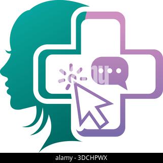 Medical Cross Chat Head Icon Modern Healthcare Vector Logo Design Template Stock Vector