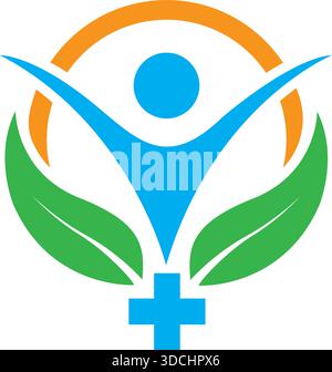 Modern Human Care Medical Cross Leaf Icon Vector Logo Design Template Stock Vector