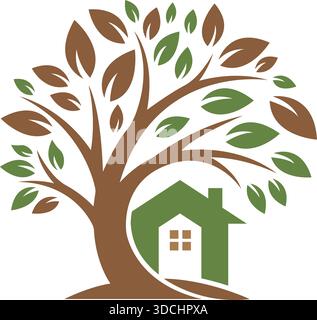 Tree House Nature Growth Icon Logo Template Modern Eco Vector Design Stock Vector