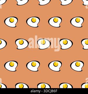 Vector Fried Eggs Seamless Pattern or Wallpaper. Fried eggs illustration design Stock Vector