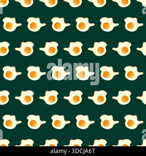 Fried eggs background seamless pattern. Sunny side up egg decorative background. Egg breakfast vector design for fabric Stock Vector