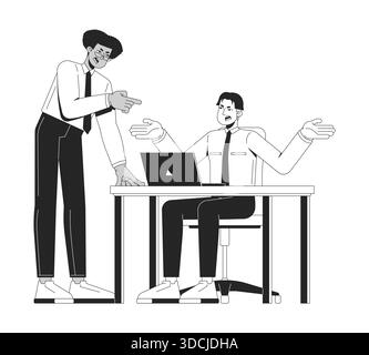 Office disagreement between colleagues 2D line characters Stock Vector
