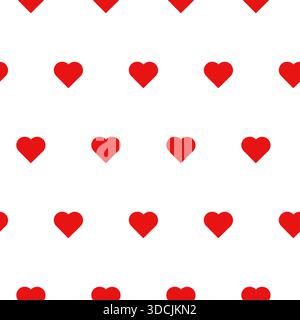 Cute red hearts, seamless pattern. Vector illustration. Valentine's Day hearts isolated on a white background. Suitable for printing on textiles, scra Stock Vector